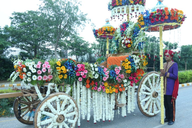Wedding Ghodi decorated with flowers and accessories
